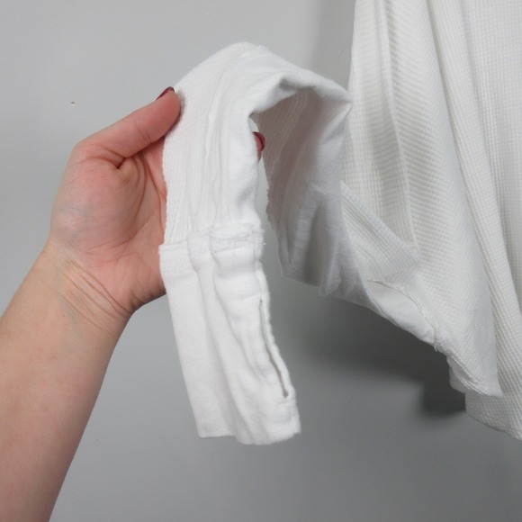 We The Free People Womens Microphone Drop Thermal White Waffle Long Sleeve Top S - Picture 6 of 12